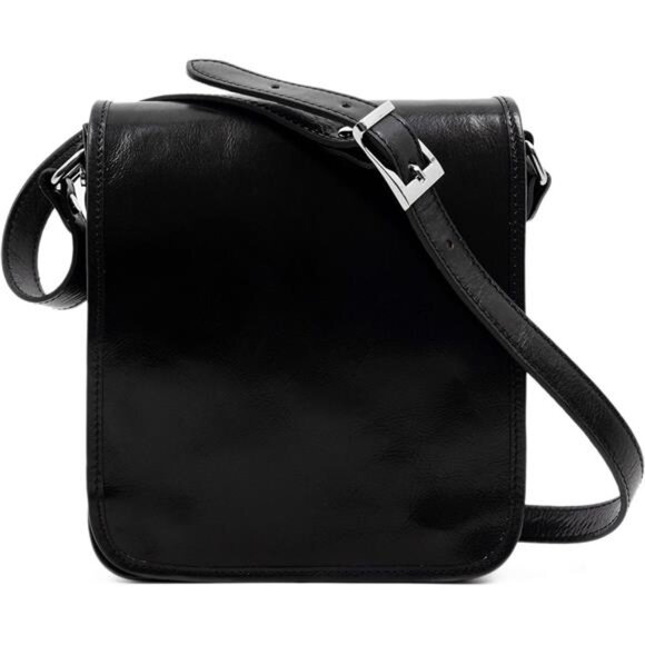 Men's Italian Leather Messenger Full Grain Leather Crossbody Bag - Tablet Size